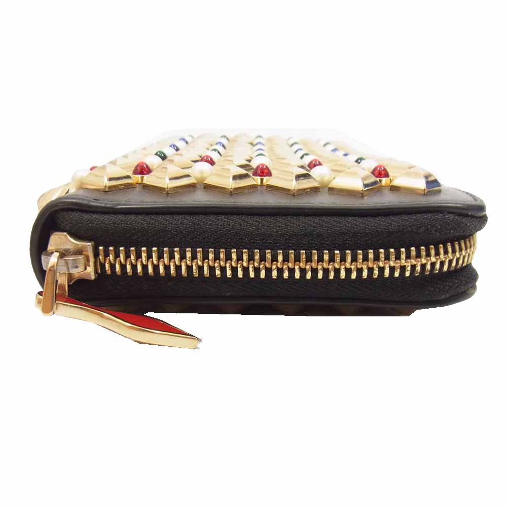 Christian Louboutin クリスチャンルブタン 3165136 PANETTONE パネトーネ ラウンド ファスナー マルチ スタッズ 長財布 ブラック系【中古】