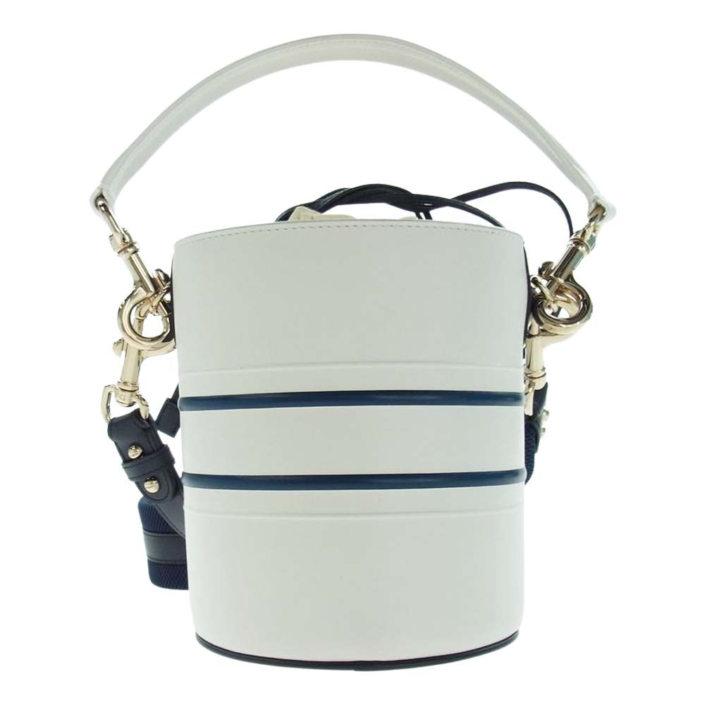 Dior ディオール M8703OOBR Vibe Small Bucket Bag Smooth Calfskin ヴァイブ スモール バケットバッグ スムースカーフスキン ２WAY ハンド ショルダー バッグ  ホワイト系 ネイビー系【中古】