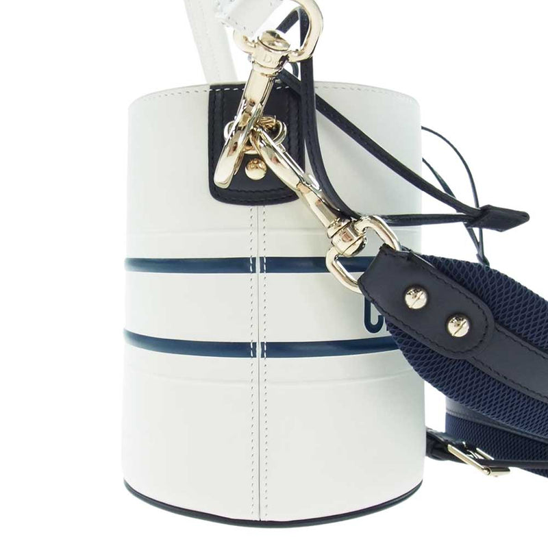 Dior ディオール M8703OOBR Vibe Small Bucket Bag Smooth Calfskin ヴァイブ スモール バケットバッグ スムースカーフスキン ２WAY ハンド ショルダー バッグ  ホワイト系 ネイビー系【中古】