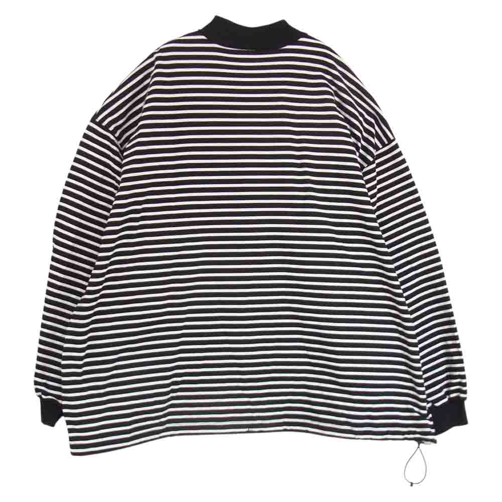 is-ness イズネス BALLOON MOCK LONG SLEEVE T-SHIRT バルーン モックネック  ボーダー 長袖 Tシャツ ブラック系 L【美品】【中古】