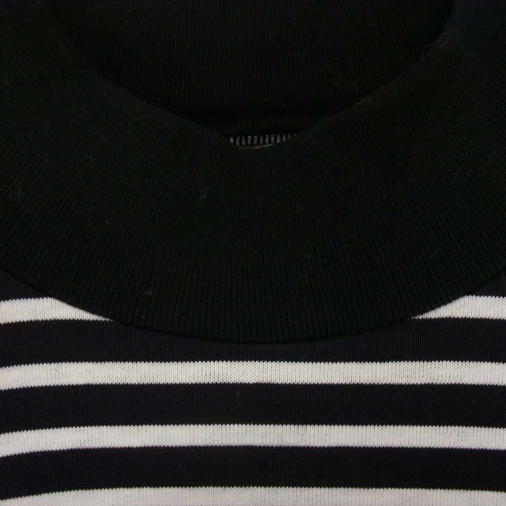 is-ness イズネス BALLOON MOCK LONG SLEEVE T-SHIRT バルーン モックネック  ボーダー 長袖 Tシャツ ブラック系 L【美品】【中古】