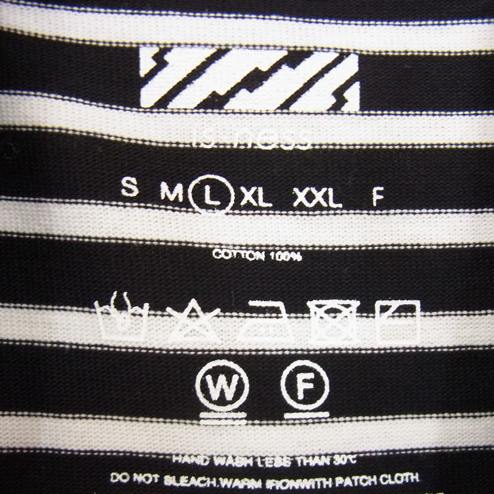 is-ness イズネス BALLOON MOCK LONG SLEEVE T-SHIRT バルーン モックネック  ボーダー 長袖 Tシャツ ブラック系 L【美品】【中古】