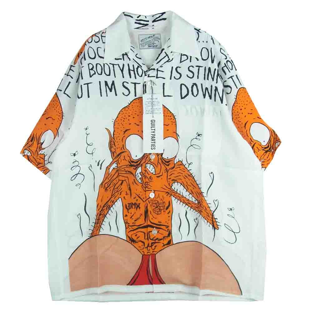 WACKO MARIA ワコマリア 21AW NECKFACE-WM-HI13-A NECK FACE HAWAIIAN SHIRT TYPE 4 ハワイアン レーヨン アロハ 半袖 シャツ ホワイト系 S【新古品】【未使用】【中古】