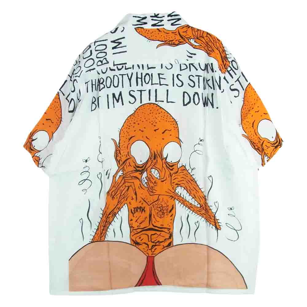 WACKO MARIA ワコマリア 21AW NECKFACE-WM-HI13-A NECK FACE HAWAIIAN SHIRT TYPE 4 ハワイアン レーヨン アロハ 半袖 シャツ ホワイト系 S【新古品】【未使用】【中古】