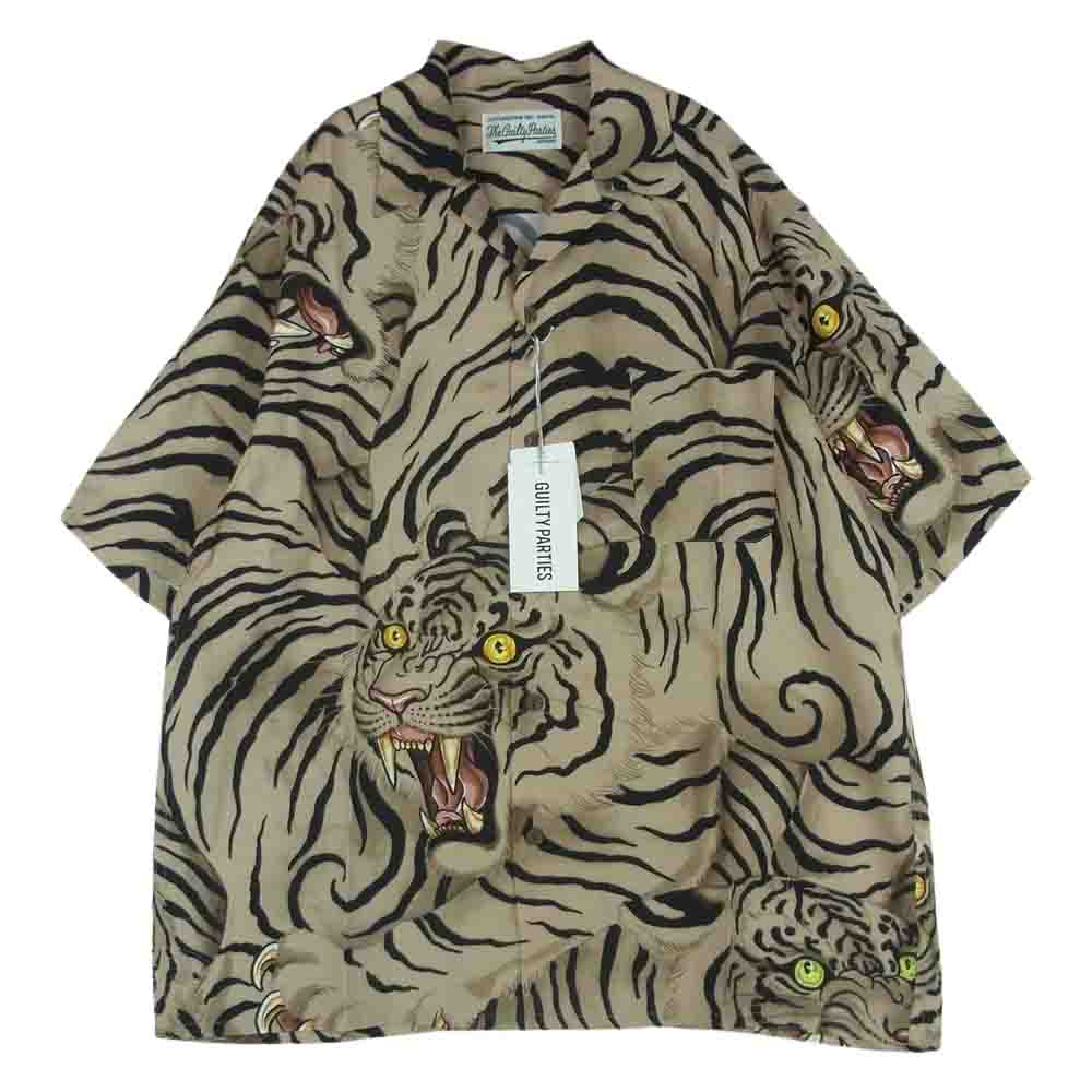 WACKO MARIA ワコマリア 21SS WM-HI047 MIGHTY CROWN マイティ クラウン HAWAIIAN S/S SHIRT TYPE 4 ハワイアン レーヨン アロハ 半袖 シャツ ベージュ系 ONE M【新古品】【未使用】【中古】