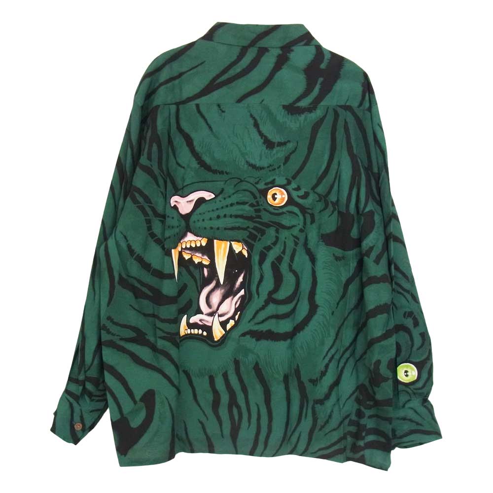 WACKO MARIA ワコマリア 22AW WM-HI33 × TIM LEHI ティムリーハイ HAWAIIAN L/S SHIRT ハワイアン レーヨン アロハ 長袖 シャツ グリーン グリーン系 M【新古品】【未使用】【中古】