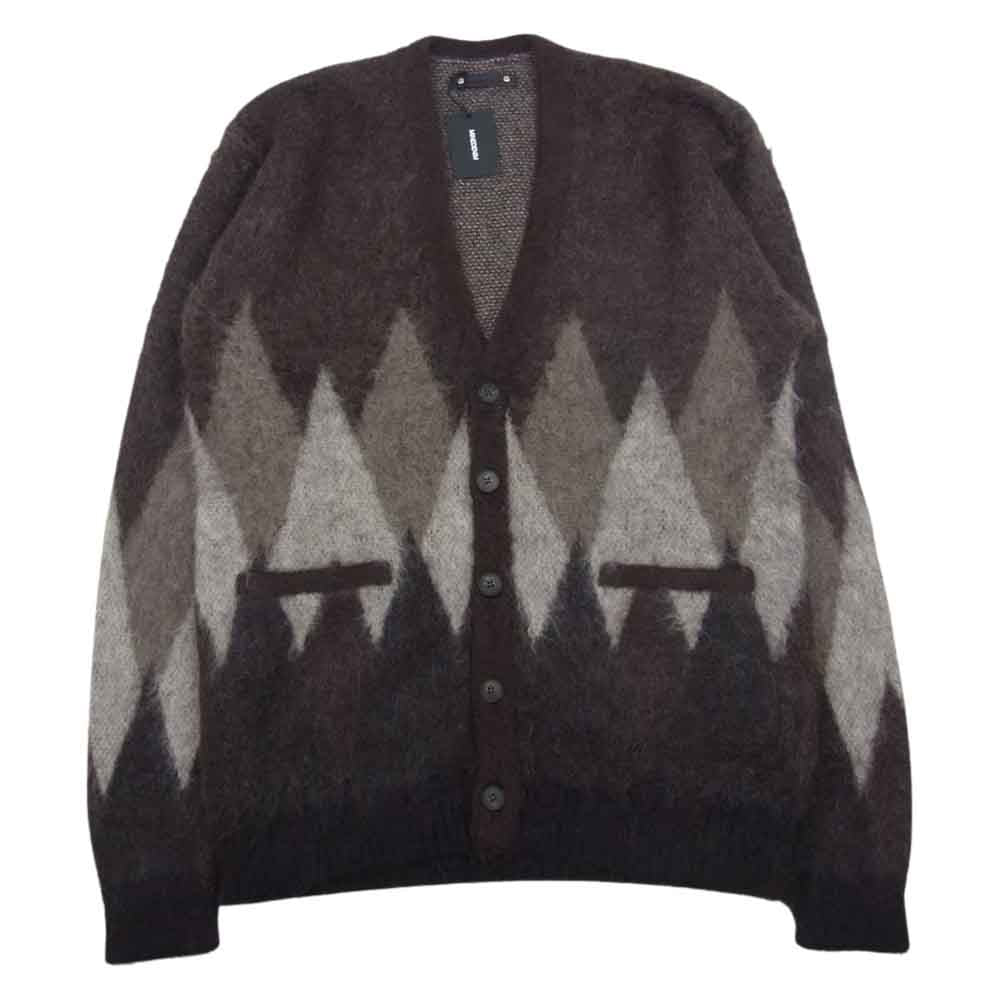 MINEDENIM マインデニム 22AW 2210-6002-67-022 Kid Mohair Argyle Washed Knit Long Cardigan キッド モヘア アーガイル ニット ロング カーディガン ブラウン系 2【新古品】【未使用】【中古】