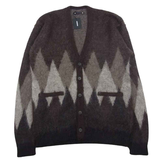 MINEDENIM マインデニム 22AW 2210-6002-67-022 Kid Mohair Argyle Washed Knit Long Cardigan キッド モヘア アーガイル ニット ロング カーディガン ブラウン系 2【新古品】【未使用】【中古】