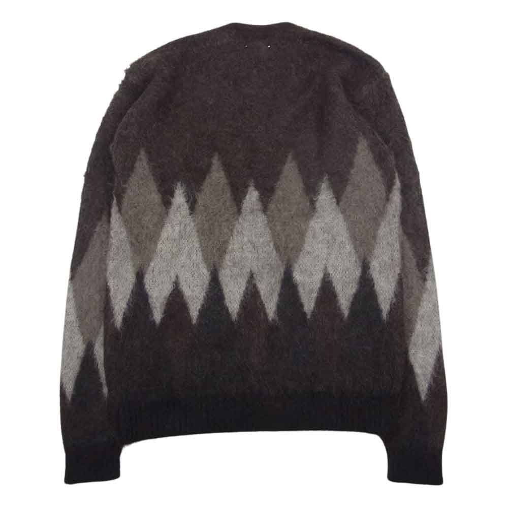 MINEDENIM マインデニム 22AW 2210-6002-67-022 Kid Mohair Argyle Washed Knit Long Cardigan キッド モヘア アーガイル ニット ロング カーディガン ブラウン系 2【新古品】【未使用】【中古】