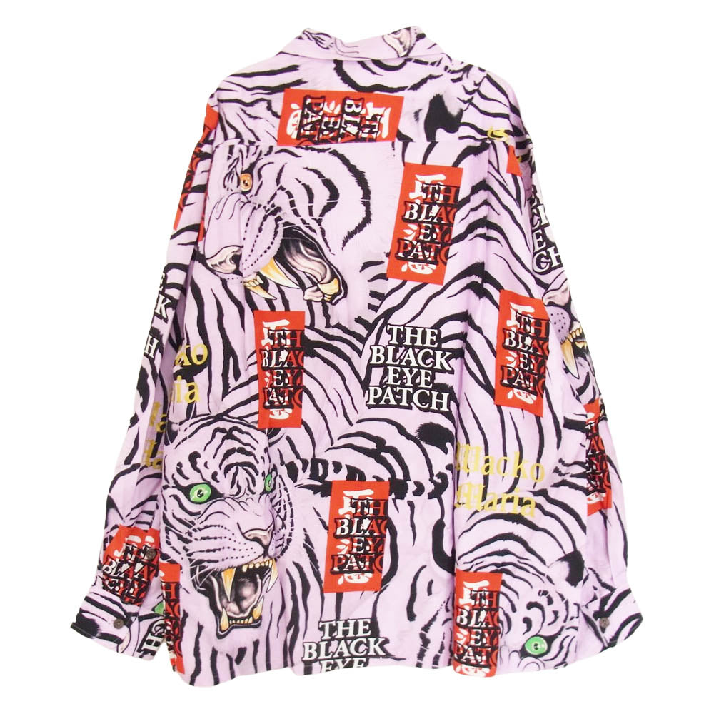 WACKO MARIA ワコマリア 22AW WM-HI03 BLACK EYE PATCH ブラックアイパッチ HAWAIIAN SHIRT L/S ハワイアン レーヨン アロハ 長袖  シャツ ピンク ピンク系 L【新古品】【未使用】【中古】