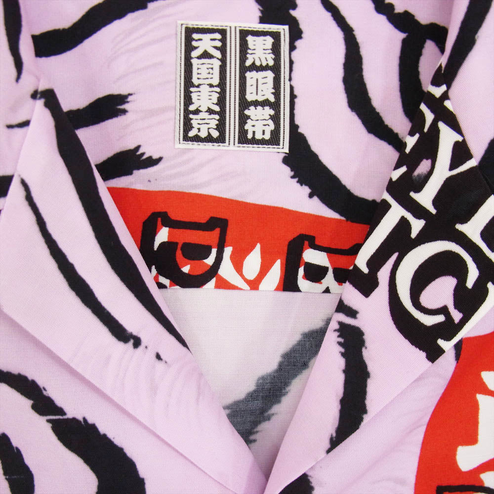 WACKO MARIA ワコマリア 22AW WM-HI03 BLACK EYE PATCH ブラックアイパッチ HAWAIIAN SHIRT L/S ハワイアン レーヨン アロハ 長袖  シャツ ピンク ピンク系 L【新古品】【未使用】【中古】
