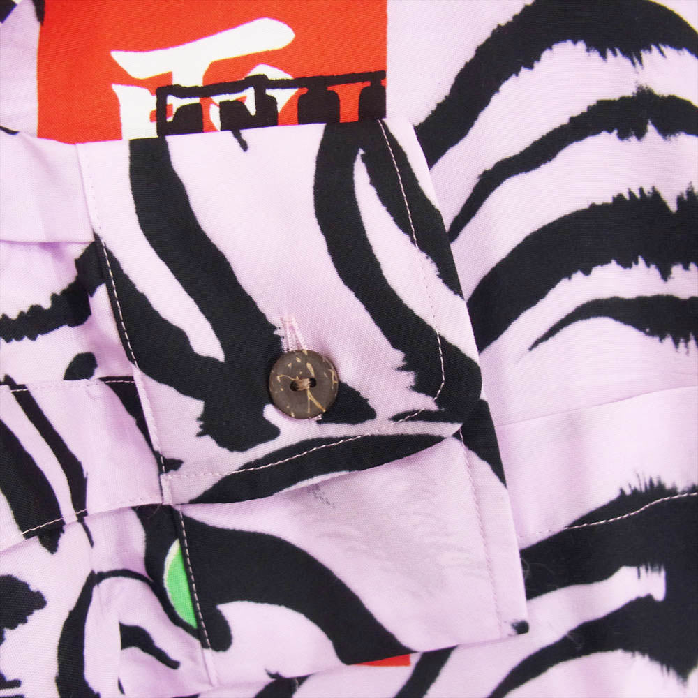 WACKO MARIA ワコマリア 22AW WM-HI03 BLACK EYE PATCH ブラックアイパッチ HAWAIIAN SHIRT L/S ハワイアン レーヨン アロハ 長袖  シャツ ピンク ピンク系 L【新古品】【未使用】【中古】