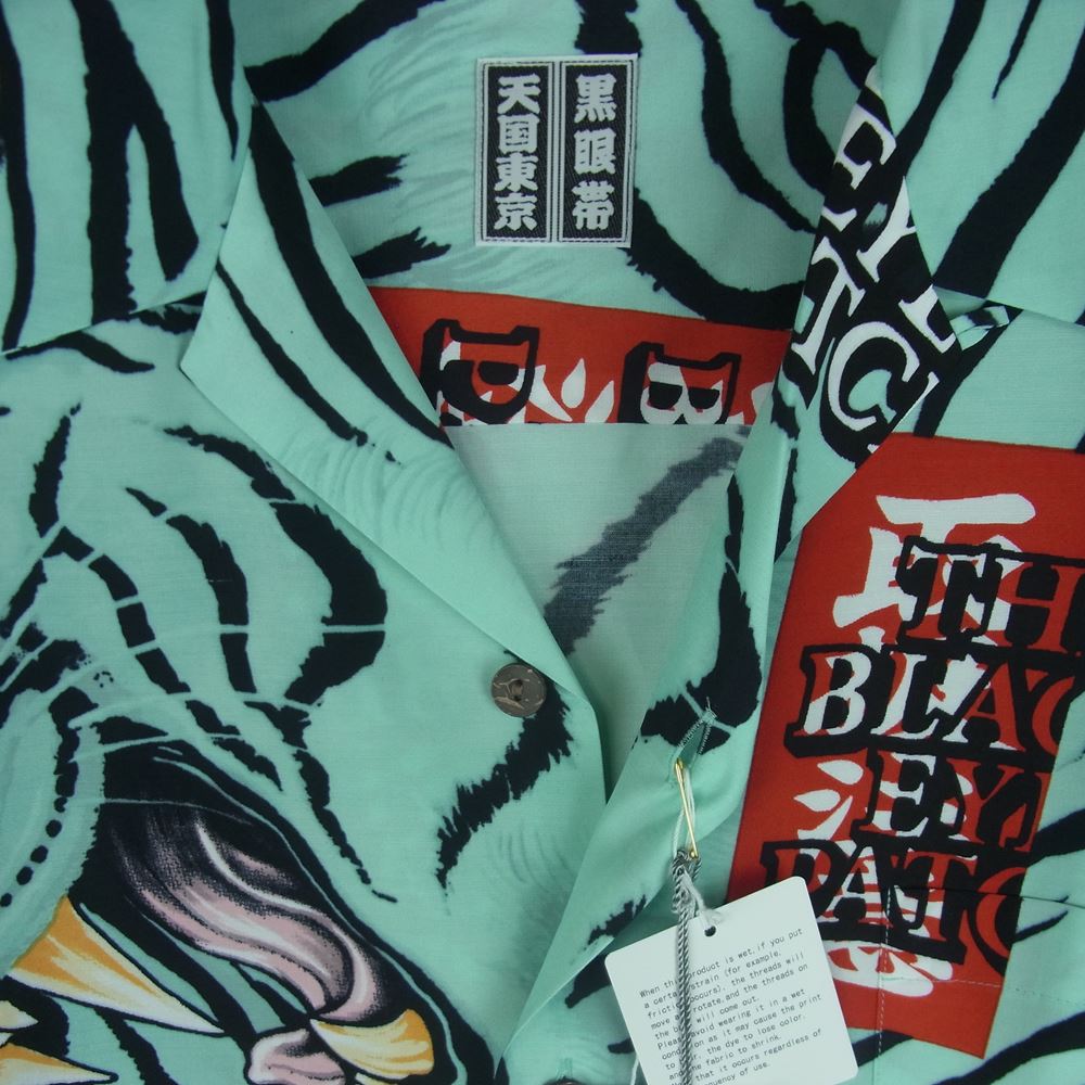 WACKO MARIA ワコマリア 22AW WM-HI03 BLACK EYE PATCH ブラックアイパッチ HAWAIIAN SHIRT L/S ハワイアン レーヨン アロハ 長袖 シャツ ブルー系 MINT M【新古品】【未使用】【中古】