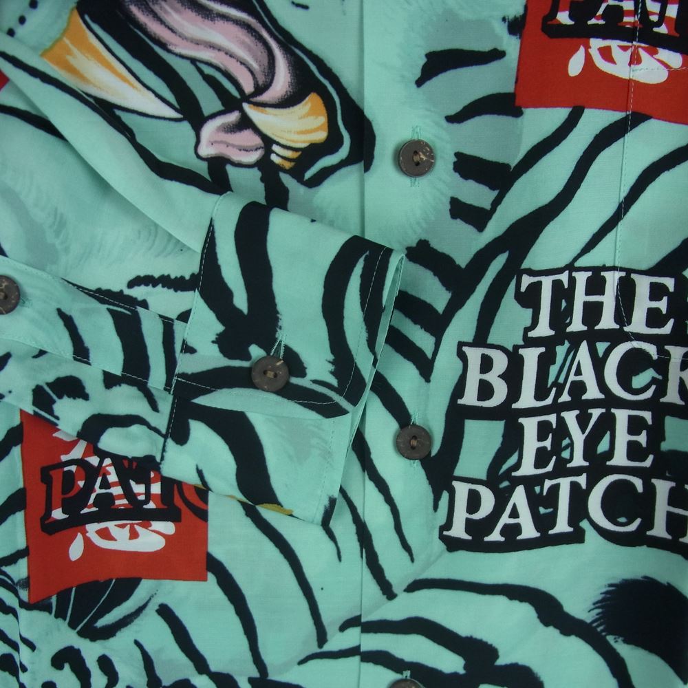 WACKO MARIA ワコマリア 22AW WM-HI03 BLACK EYE PATCH ブラックアイパッチ HAWAIIAN SHIRT L/S ハワイアン レーヨン アロハ 長袖 シャツ ブルー系 MINT M【新古品】【未使用】【中古】