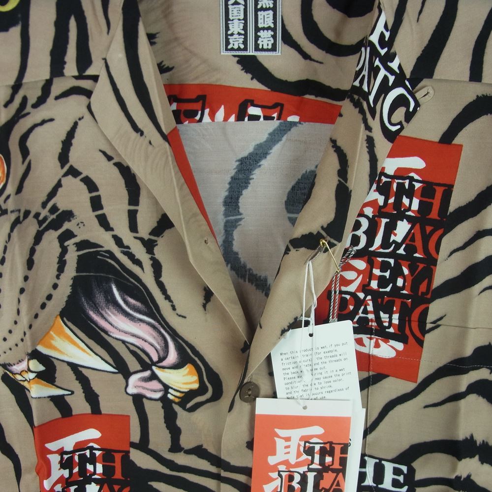 WACKO MARIA ワコマリア 22AW WM-HI03 BLACK EYE PATCH ブラックアイパッチ HAWAIIAN SHIRT L/S ハワイアン レーヨン アロハ 長袖 シャツ ベージュ系 S【新古品】【未使用】【中古】