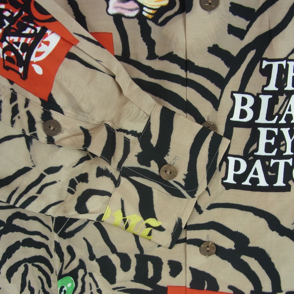 WACKO MARIA ワコマリア 22AW WM-HI03 BLACK EYE PATCH ブラックアイパッチ HAWAIIAN SHIRT L/S ハワイアン レーヨン アロハ 長袖 シャツ ベージュ系 S【新古品】【未使用】【中古】