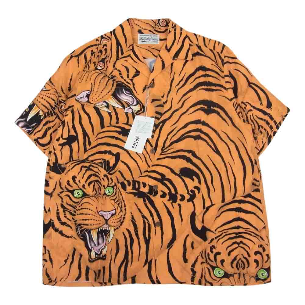 WACKO MARIA ワコマリア 22SS WM-HI27 × TIM LEHI ティムリーハイ HAWAIIAN S/S SHIRT TYPE-2 ハワイアン レーヨン アロハ 半袖 シャツ オレンジ オレンジ系 M【新古品】【未使用】【中古】