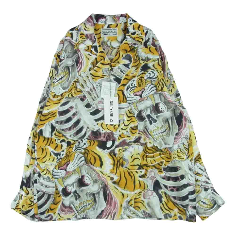 WACKO MARIA ワコマリア 22AW 22FW-WMS-HI02 TIM LEHI ティムリーハイ HAWAIIAN L/S SHIRT TYPE-2 ハワイアン レーヨン アロハ 長袖 シャツ イエロー系 M【新古品】【未使用】【中古】