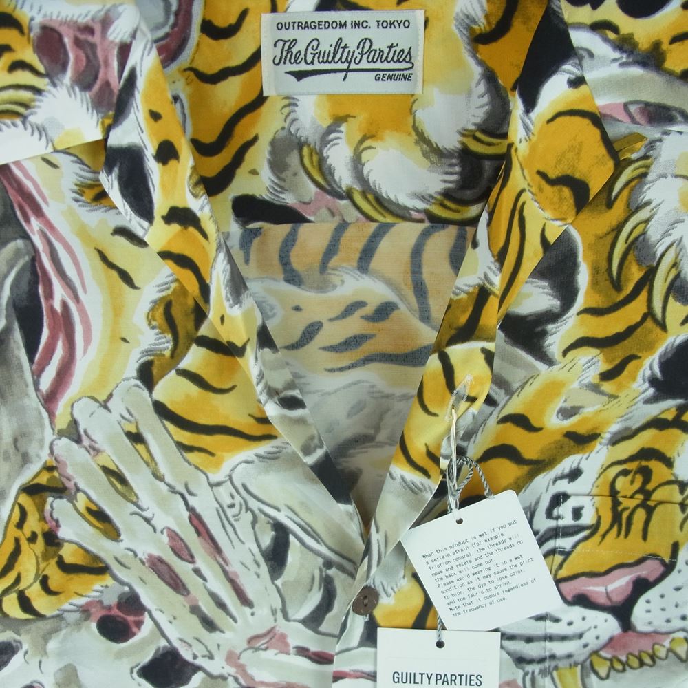 WACKO MARIA ワコマリア 22AW 22FW-WMS-HI02 TIM LEHI ティムリーハイ HAWAIIAN L/S SHIRT TYPE-2 ハワイアン レーヨン アロハ 長袖 シャツ イエロー系 M【新古品】【未使用】【中古】