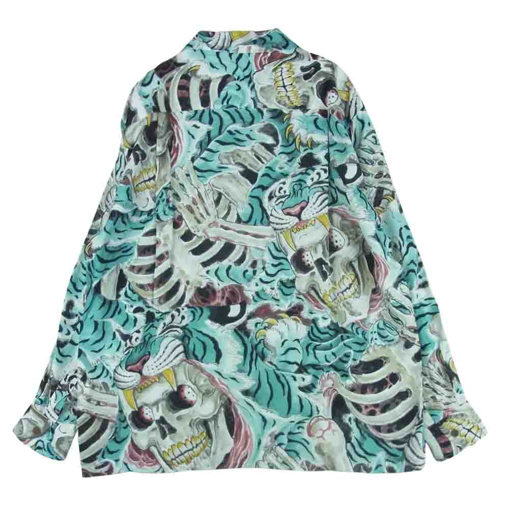 WACKO MARIA ワコマリア 22FW-WMS-HI02 TIM LEHI ティムリーハイ HAWAIIAN L/S SHIRT TYPE-2 ハワイアン レーヨン アロハ 長袖 シャツ ブルー系 M【新古品】【未使用】【中古】