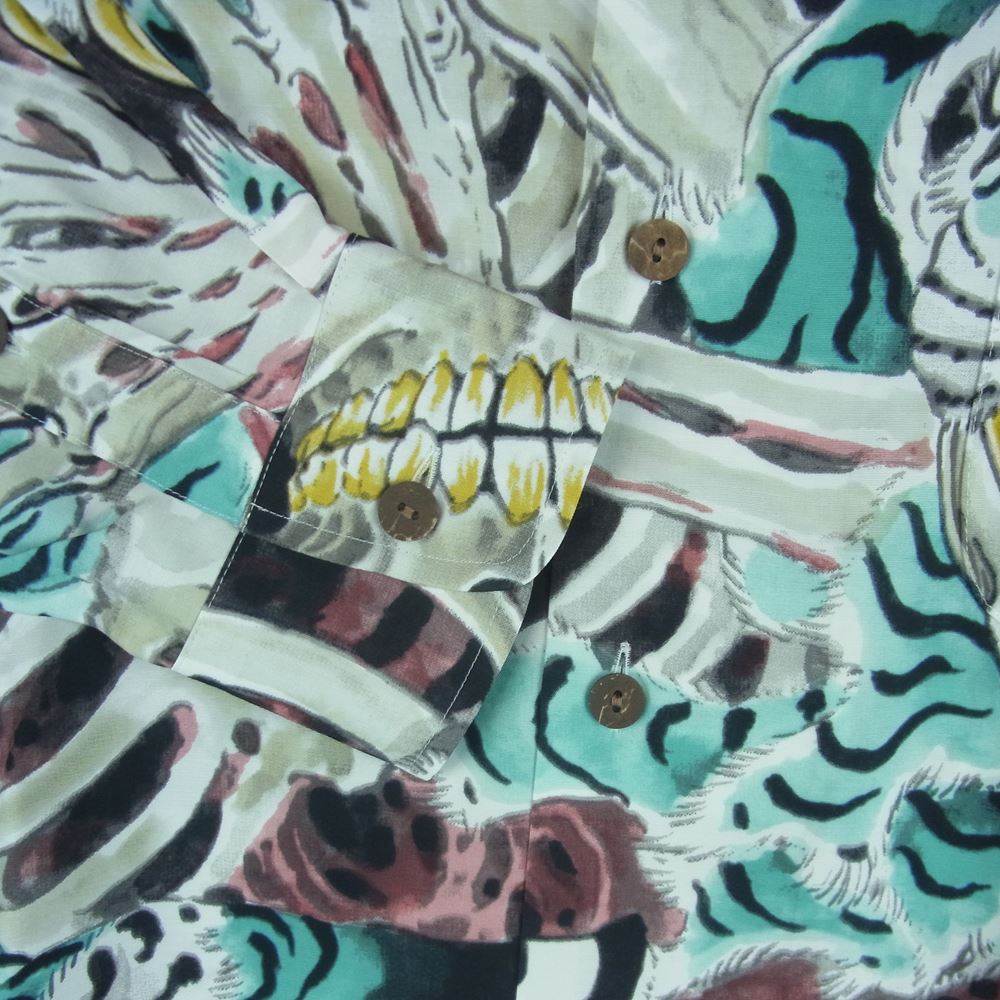 WACKO MARIA ワコマリア 22FW-WMS-HI02 TIM LEHI ティムリーハイ HAWAIIAN L/S SHIRT TYPE-2 ハワイアン レーヨン アロハ 長袖 シャツ ブルー系 M【新古品】【未使用】【中古】