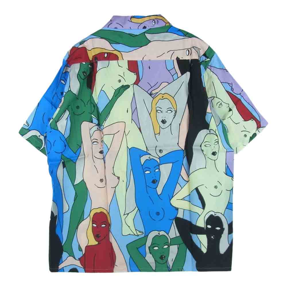 WACKO MARIA ワコマリア 22SS 22SS-WMS-HI02 HAWAIIAN SHIRT S/S TYPE-2 天国東京百女柄図 ハワイアン レーヨン 半袖 シャツ ブルー系 マルチカラー系 M【新古品】【未使用】【中古】