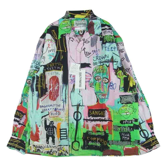 WACKO MARIA ワコマリア 22AW WM-HI11 Jean Michel Basquiat ジャン ミシェル バスキア HAWAIIAN SHIRT L/S TYPE-3 ハワイアン レーヨン アロハ 長袖 シャツ ピンク系 マルチカラー系 ONE M【新古品】【未使用】【中古】