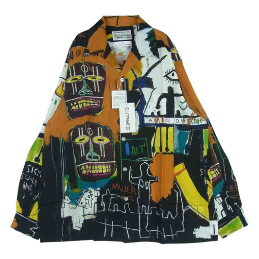 WACKO MARIA ワコマリア 22AW WM-HI10 Jean Michel Basquiat ジャン ミシェル バスキア HAWAIIAN SHIRT L/S TYPE-2 ハワイアン レーヨン アロハ 長袖 シャツ ブラウン系 マルチカラー系 ONE M【新古品】【未使用】【中古】