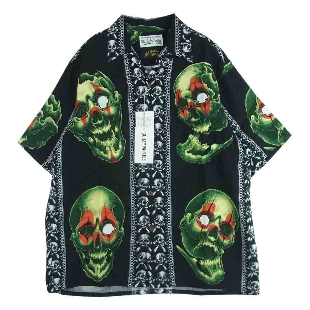 WACKO MARIA ワコマリア 22SS 56TS-WM-HI06 56 TATTOO STUDIO タトゥー スタジオ HAWAIIAN SHIRT S/S TYPE-1 ハワイアン 半袖 アロハ シャツ ブラック系 M【新古品】【未使用】【中古】