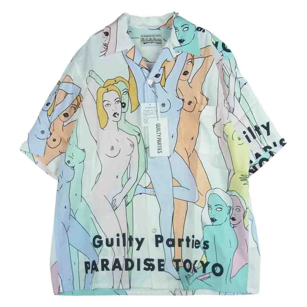 WACKO MARIA ワコマリア 22SS 22SS-WMS-HI03 HAWAIIAN SHIRT S/S TYPE-3 天国東京百女柄図 ハワイアン レーヨン 半袖 シャツ ホワイト系 S【新古品】【未使用】【中古】