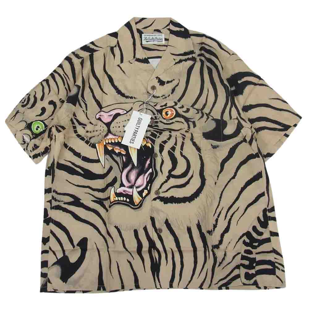 WACKO MARIA ワコマリア 22SS WM-HI26 × TIM LEHI ティムリーハイ HAWAIIAN SHIRT TYPE-1 ハワイアン レーヨン アロハ 半袖 シャツ ベージュ ベージュ系 M【新古品】【未使用】【中古】