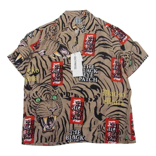 WACKO MARIA ワコマリア 22SS WM-HI01 BLACK EYE PATCH ブラックアイパッチ HAWAIIAN SHIRT S/S ハワイアン レーヨン アロハ 半袖 シャツ ベージュ ベージュ系 L【新古品】【未使用】【中古】