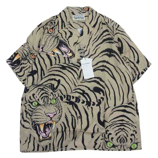 WACKO MARIA ワコマリア 22SS WM-HI27 × TIM LEHI ティムリーハイ HAWAIIAN S/S SHIRT TYPE-2 ハワイアン レーヨン アロハ 半袖 シャツ ベージュ ベージュ系 S【新古品】【未使用】【中古】