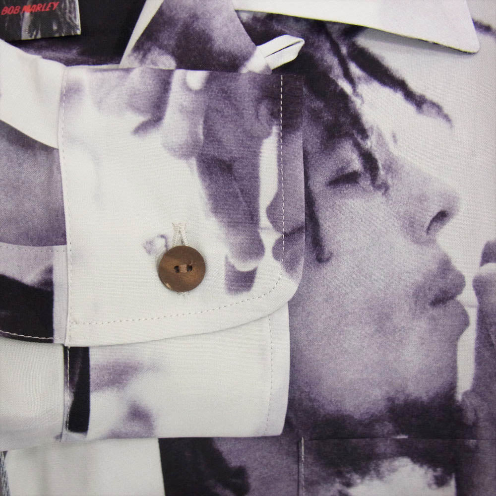 WACKO MARIA ワコマリア 22AW BOBMARLEY-WM-HI05 × BOB MARLEY ボブ マーリー HAWAIIAN SHIRT L/S ハワイアン レーヨン 長袖 アロハ シャツ グレー マルチカラー系 M【新古品】【未使用】【中古】