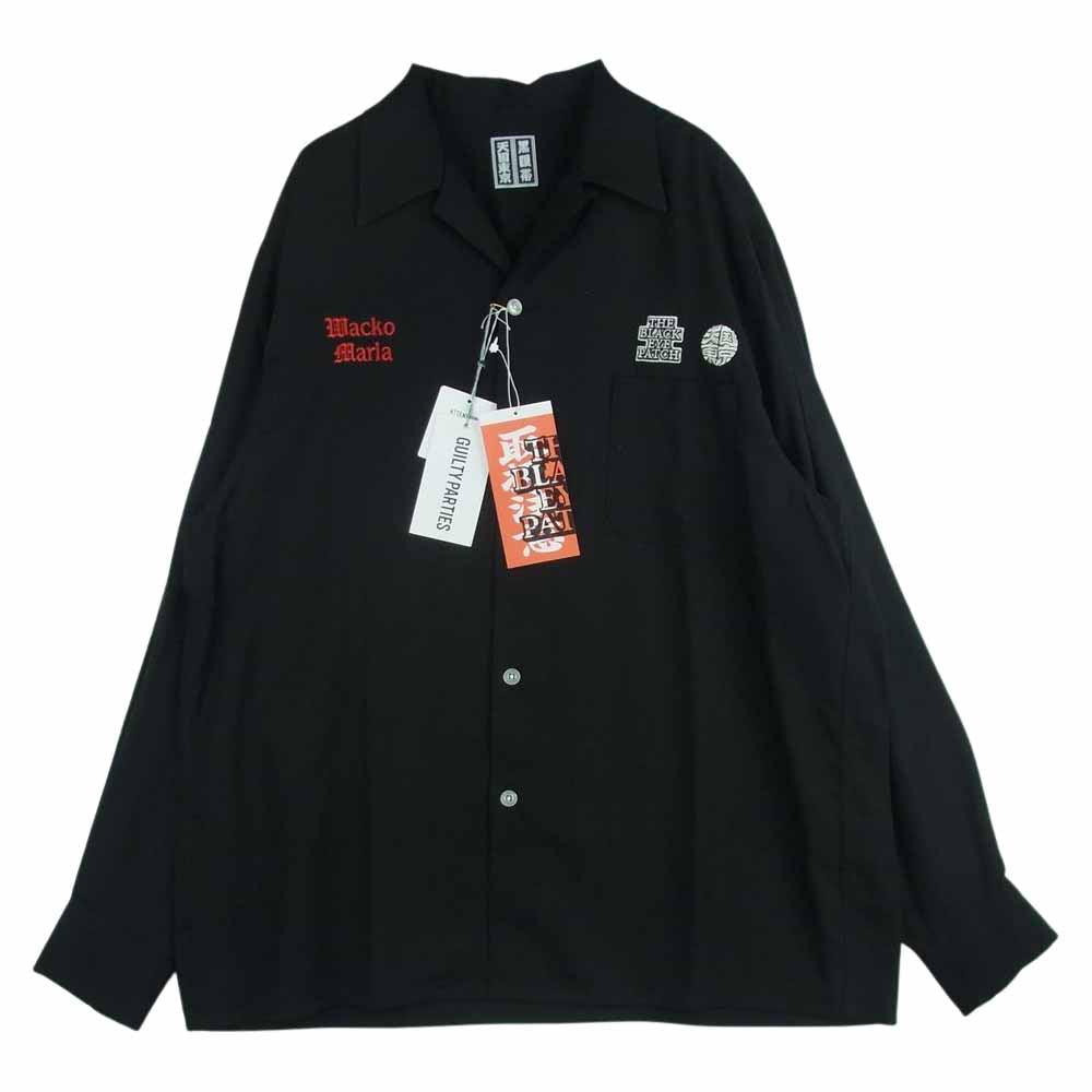 WACKO MARIA ワコマリア 22AW BEP-WM-OC01 BLACK EYE PATCH ブラックアイパッチ 50'S SHIRT L/S TYPE-1 ロゴ 刺繍 長袖 シャツ ブラック系 M【新古品】【未使用】【中古】