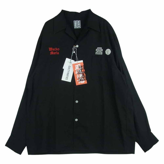 WACKO MARIA ワコマリア 22AW BEP-WM-OC01 BLACK EYE PATCH ブラックアイパッチ 50'S SHIRT L/S TYPE-1 ロゴ 刺繍 長袖 シャツ ブラック系 M【新古品】【未使用】【中古】