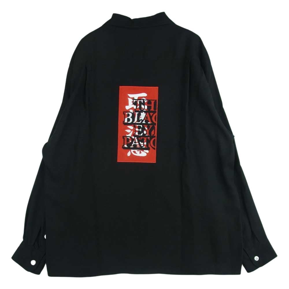 WACKO MARIA ワコマリア 22AW BEP-WM-OC01 BLACK EYE PATCH ブラックアイパッチ 50'S SHIRT L/S TYPE-1 ロゴ 刺繍 長袖 シャツ ブラック系 M【新古品】【未使用】【中古】