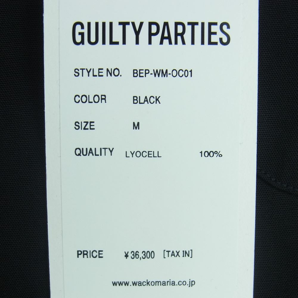 WACKO MARIA ワコマリア 22AW BEP-WM-OC01 BLACK EYE PATCH ブラックアイパッチ 50'S SHIRT L/S TYPE-1 ロゴ 刺繍 長袖 シャツ ブラック系 M【新古品】【未使用】【中古】