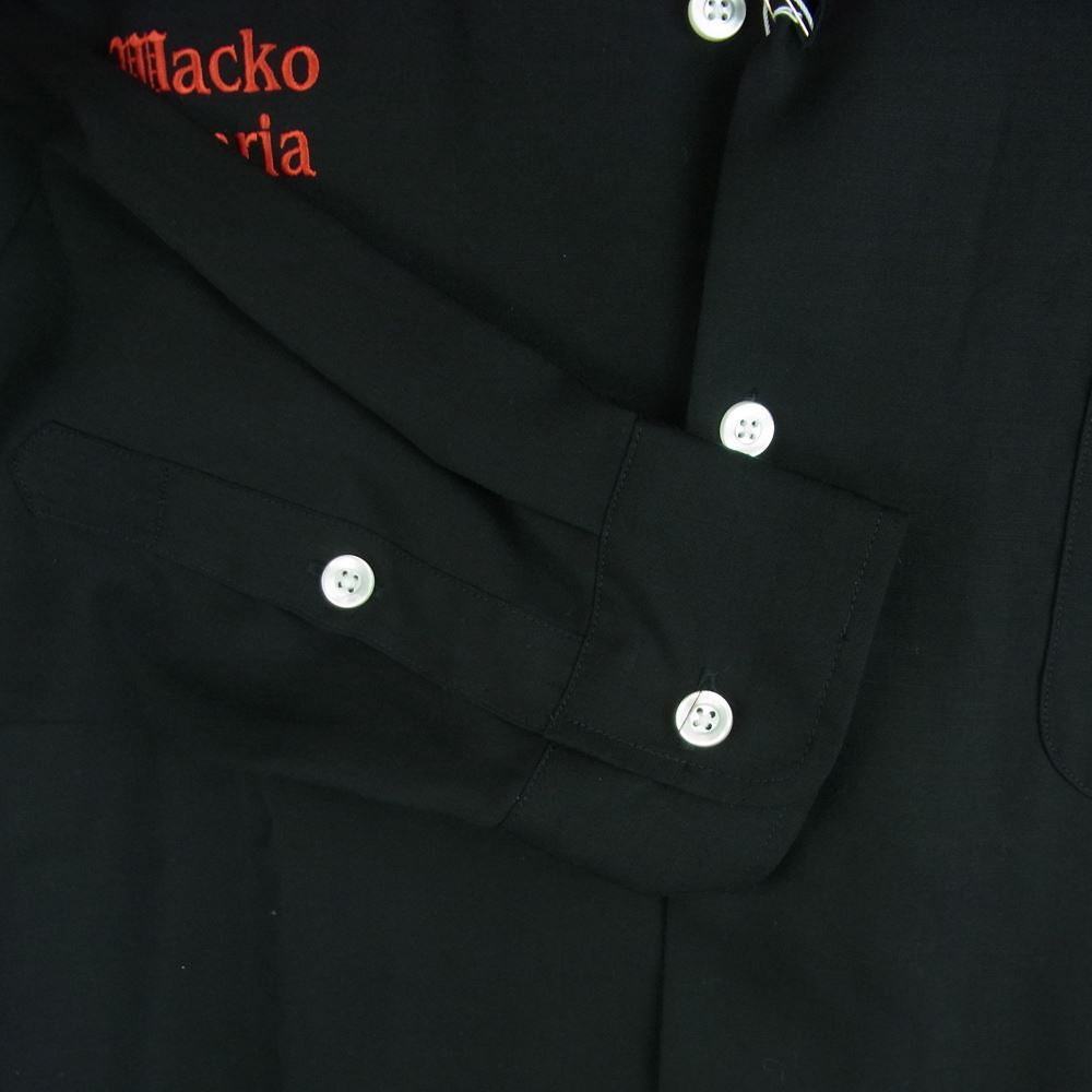WACKO MARIA ワコマリア 22AW BEP-WM-OC01 BLACK EYE PATCH ブラックアイパッチ 50'S SHIRT L/S TYPE-1 ロゴ 刺繍 長袖 シャツ ブラック系 M【新古品】【未使用】【中古】