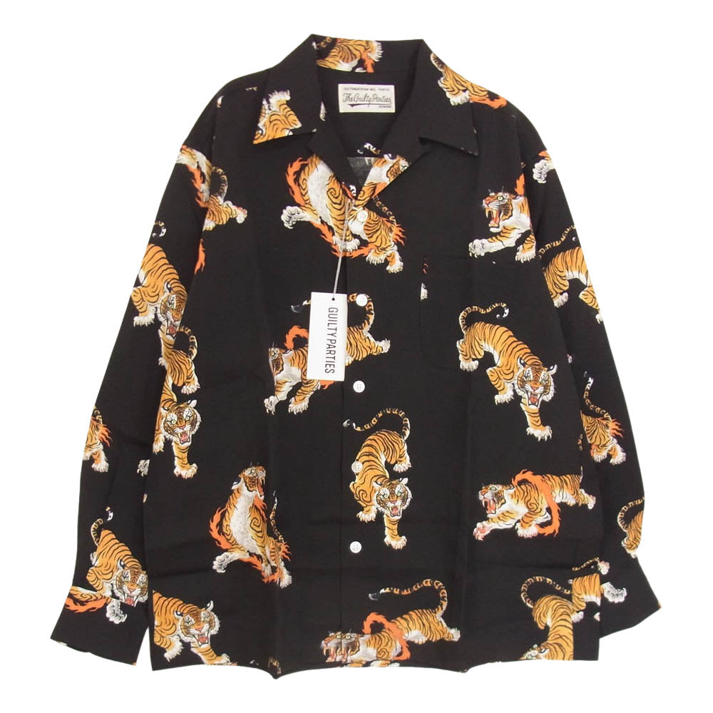 WACKO MARIA ワコマリア 22AW 22FW-WMS-HI05 × TIM LEHI ティムリーハイ HAWAIIAN L/S SHIRT TYPE-5 ハワイアン レーヨン アロハ 長袖 シャツ ブラック ブラック系 S【新古品】【未使用】【中古】