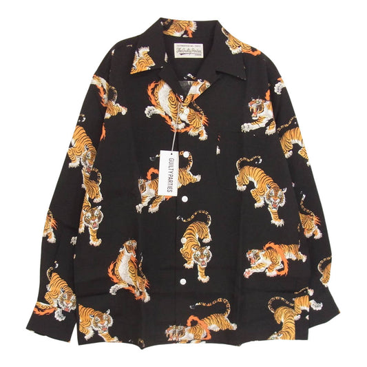 WACKO MARIA ワコマリア 22AW 22FW-WMS-HI05 × TIM LEHI ティムリーハイ HAWAIIAN L/S SHIRT TYPE-5 ハワイアン レーヨン アロハ 長袖 シャツ ブラック ブラック系 S【新古品】【未使用】【中古】