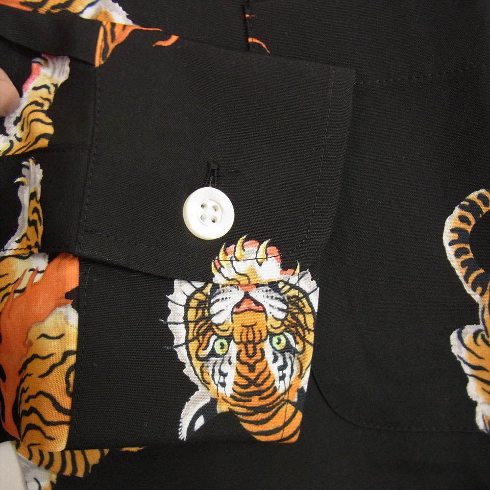 WACKO MARIA ワコマリア 22AW 22FW-WMS-HI05 × TIM LEHI ティムリーハイ HAWAIIAN L/S SHIRT TYPE-5 ハワイアン レーヨン アロハ 長袖 シャツ ブラック ブラック系 S【新古品】【未使用】【中古】
