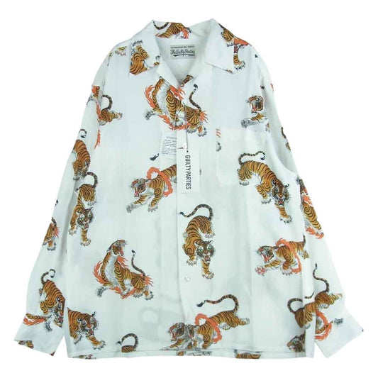 WACKO MARIA ワコマリア 23SS 23SSE-WMS-HI02 TIM LEHI ティムリーハイ HAWAIIAN SHIRT ハワイアン レーヨン アロハ 長袖 オープンカラー シャツ ホワイト系 M【新古品】【未使用】【中古】