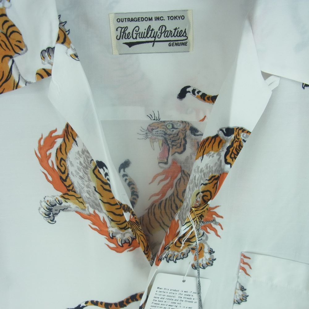 WACKO MARIA ワコマリア 23SS 23SSE-WMS-HI02 TIM LEHI ティムリーハイ HAWAIIAN SHIRT ハワイアン レーヨン アロハ 長袖 オープンカラー シャツ ホワイト系 M【新古品】【未使用】【中古】