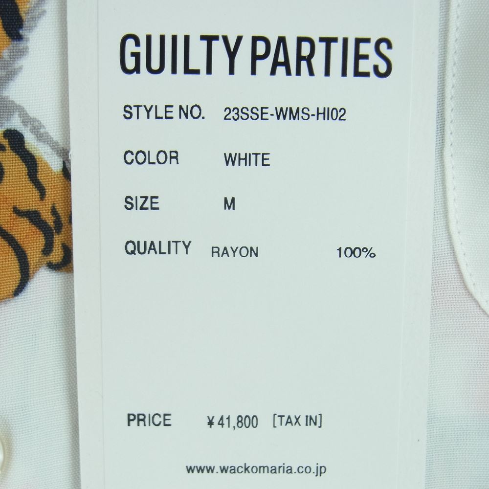 WACKO MARIA ワコマリア 23SS 23SSE-WMS-HI02 TIM LEHI ティムリーハイ HAWAIIAN SHIRT ハワイアン レーヨン アロハ 長袖 オープンカラー シャツ ホワイト系 M【新古品】【未使用】【中古】