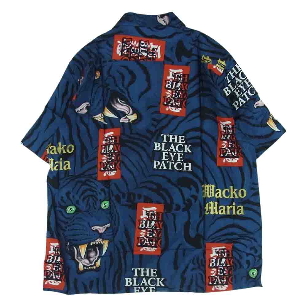 WACKO MARIA ワコマリア 22SS WM-HI01 BLACK EYE PATCH ブラックアイパッチ HAWAIIAN SHIRT S/S ハワイアン レーヨン アロハ 半袖 シャツ ネイビー系 M【新古品】【未使用】【中古】