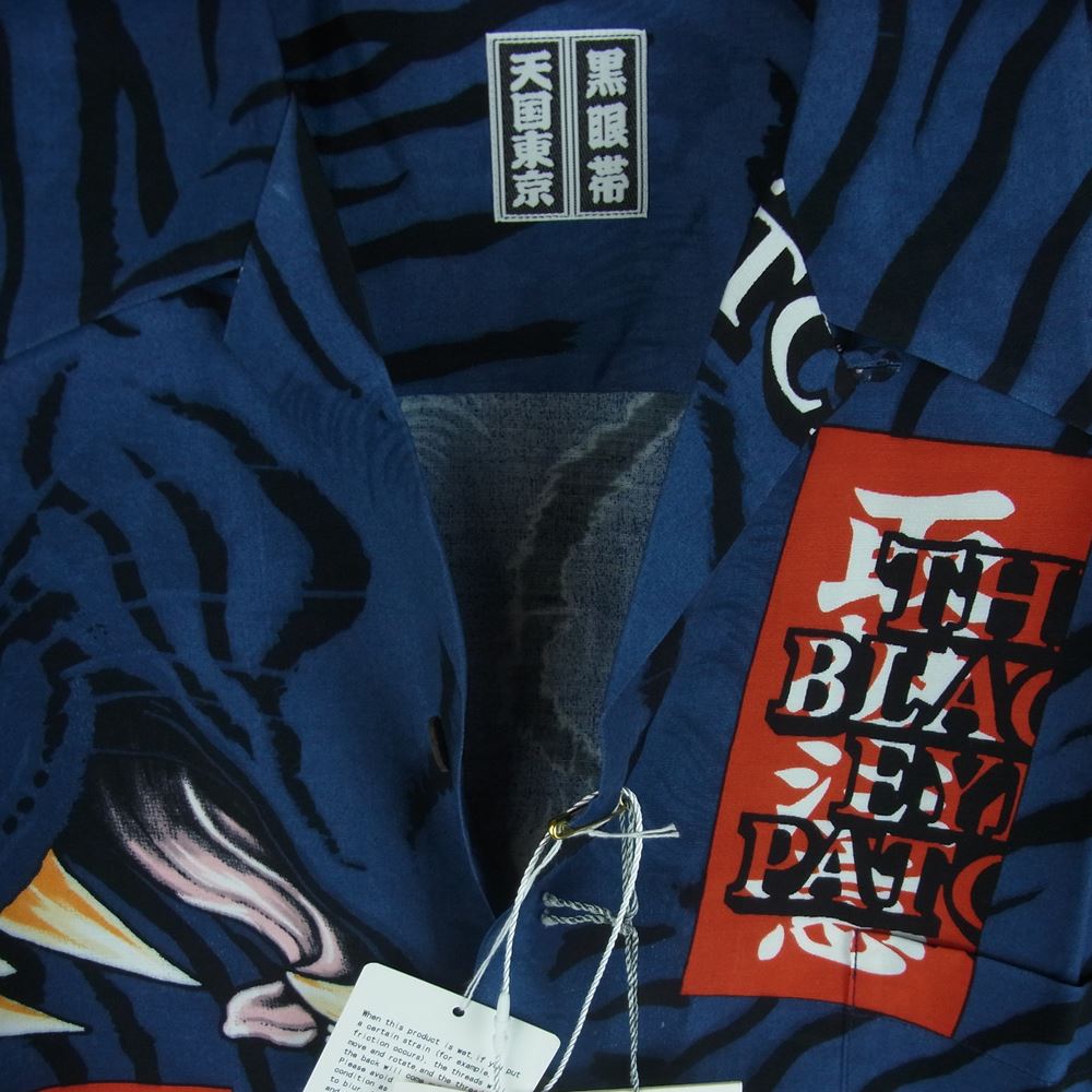 WACKO MARIA ワコマリア 22SS WM-HI01 BLACK EYE PATCH ブラックアイパッチ HAWAIIAN SHIRT S/S ハワイアン レーヨン アロハ 半袖 シャツ ネイビー系 M【新古品】【未使用】【中古】