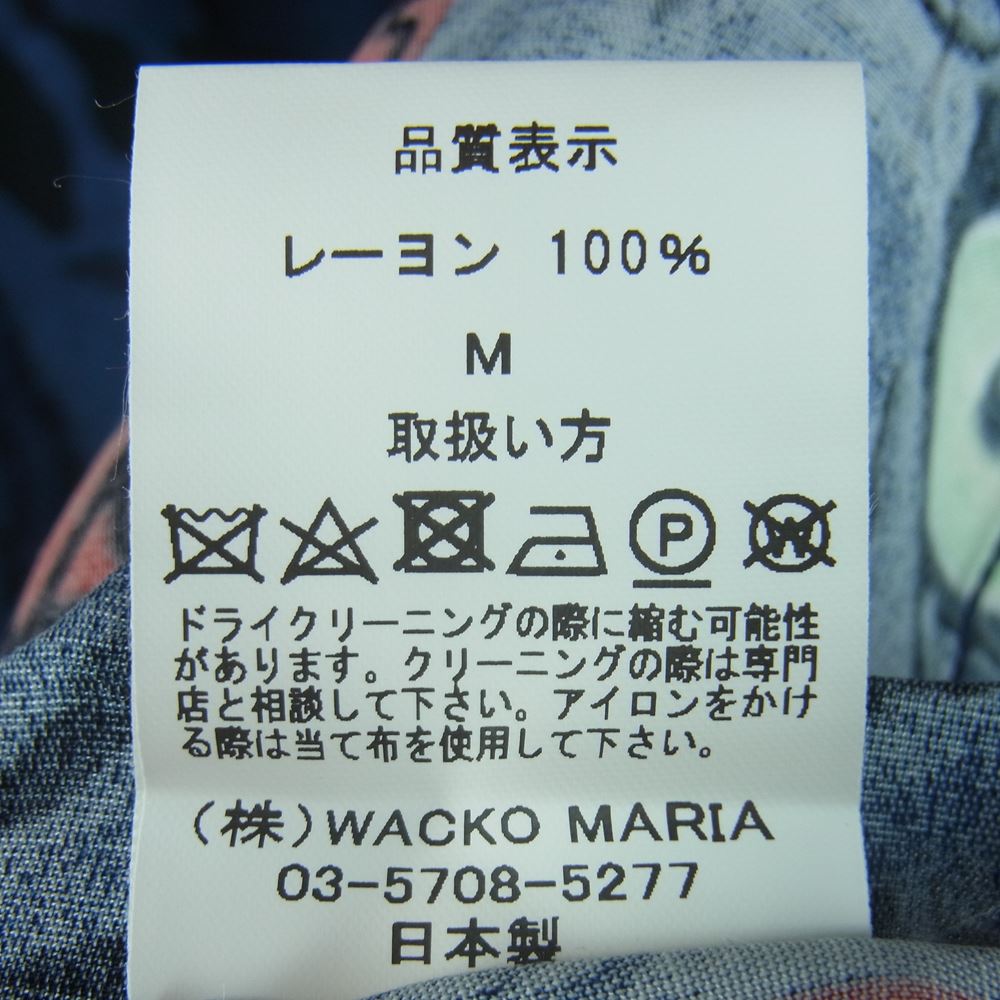 WACKO MARIA ワコマリア 22SS WM-HI01 BLACK EYE PATCH ブラックアイパッチ HAWAIIAN SHIRT S/S ハワイアン レーヨン アロハ 半袖 シャツ ネイビー系 M【新古品】【未使用】【中古】