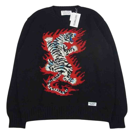 WACKO MARIA ワコマリア 22AW WMK-KN22 TIM LEHI INTARSIA CREW NECK SWEATER インターシャ クルーネック セーター ニット ブラック系 L【新古品】【未使用】【中古】