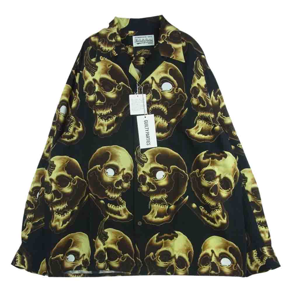 WACKO MARIA ワコマリア 21SS 56TS-WM-HI13 56 TATTOO STUDIO タトゥー スタジオ HAWAIIAN SHIRT L/S TYPE-2 ハワイアン 長袖 アロハ シャツ ブラック系 L【新古品】【未使用】【中古】